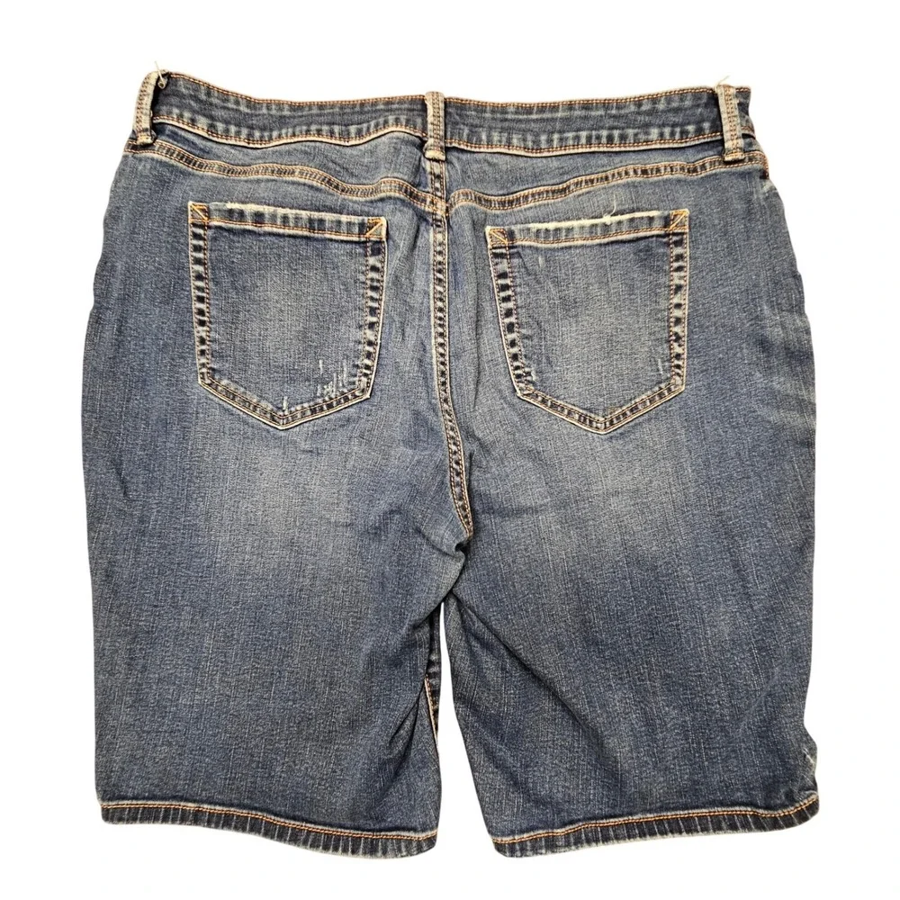 ana A New Approach Denim Bermuda Jorts Womens 16 Medium Wash Blue Stretch